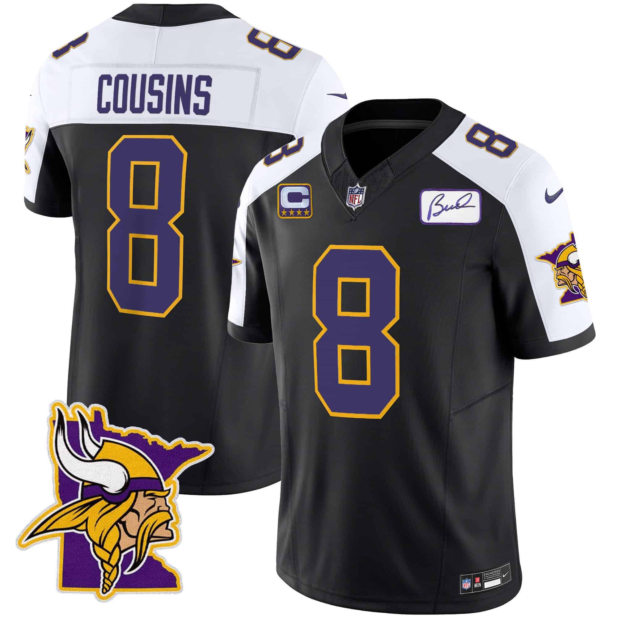 Men Minnesota Vikings #8 Cousins Black 2024 Nike Patch Classic Limited NFL Jersey->indianapolis colts->NFL Jersey
